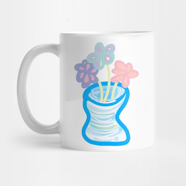 PASTEL FLOWERS IN PASTEL BLUE VASE by aroba